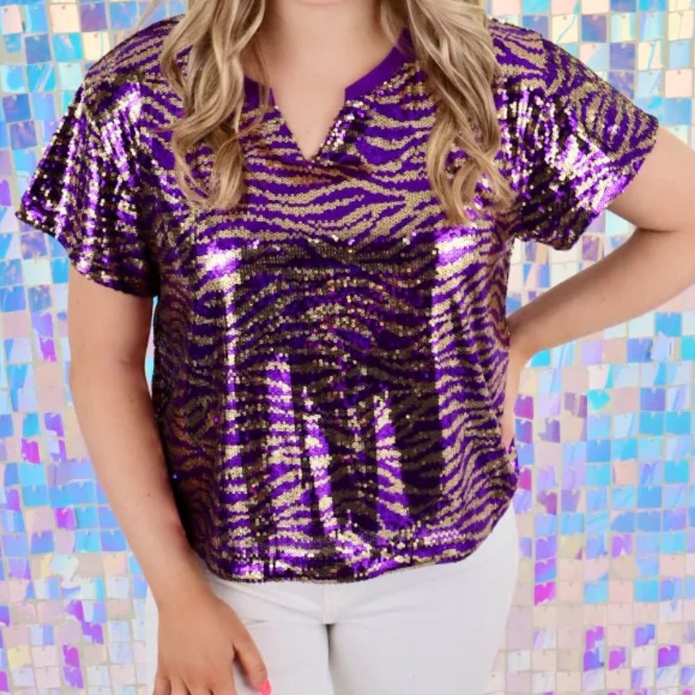 Purple and Gold Sequin Top